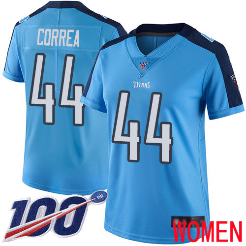 Tennessee Titans Limited Light Blue Women Kamalei Correa Jersey NFL Football #44 100th Season Rush Vapor Untouchable->women nfl jersey->Women Jersey